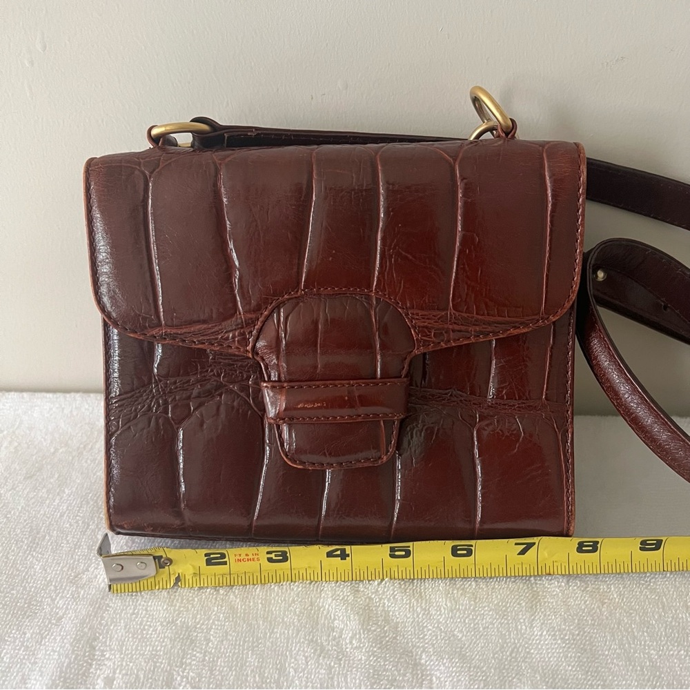 Bally Reddish Brown Crossbody Embossed Leather Bag